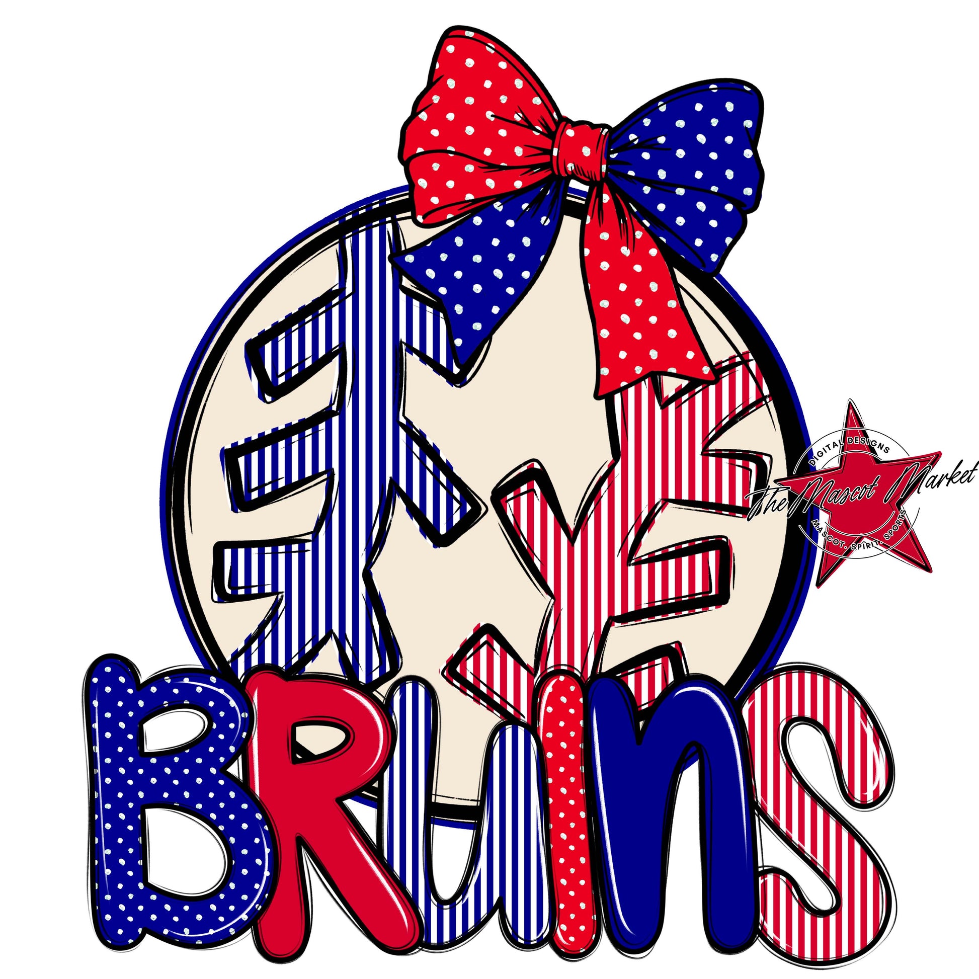 Bruins Baseball-Softball Spirit Design-Blue & Red
