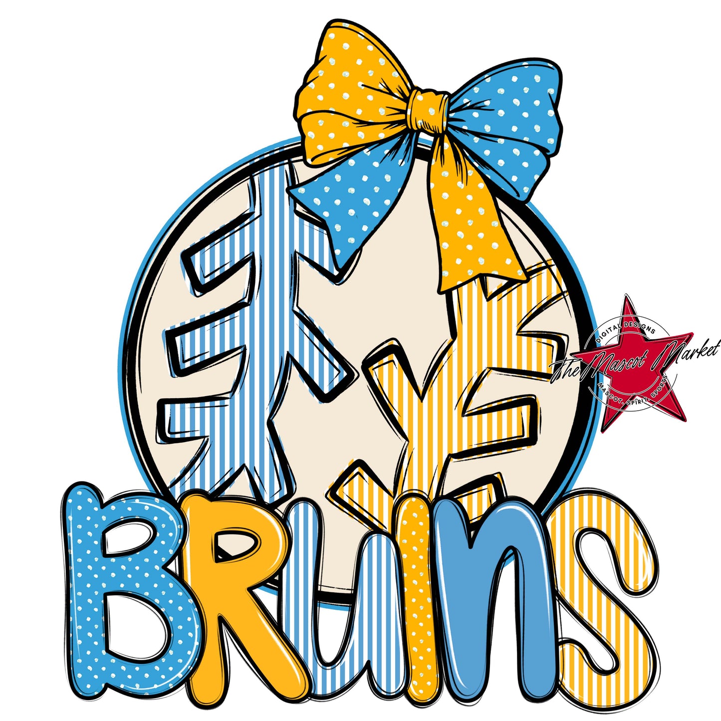 Bruins Baseball-Softball Spirit Design-Carolina Blue & Yellow