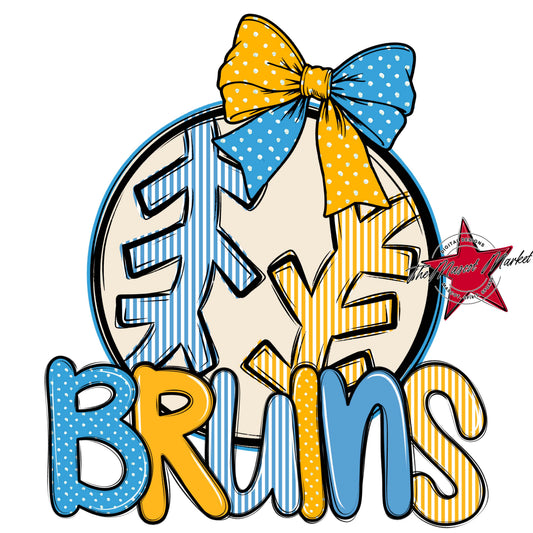 Bruins Baseball-Softball Spirit Design-Carolina Blue & Yellow
