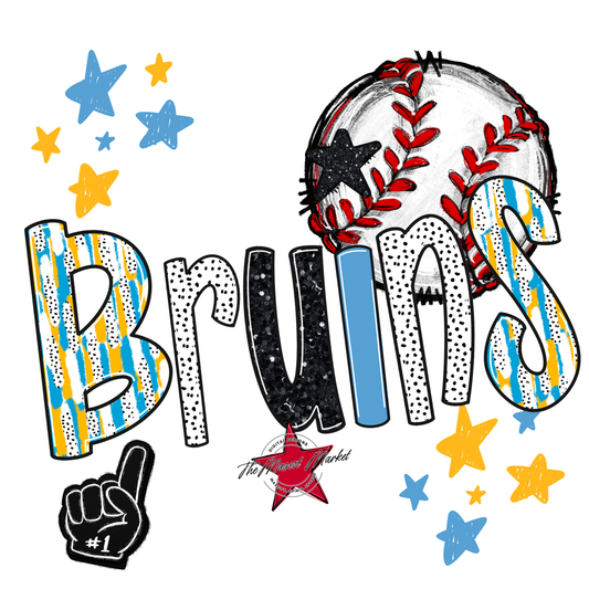 Bruins Baseball Scrape-Carolina Blue-Yellow