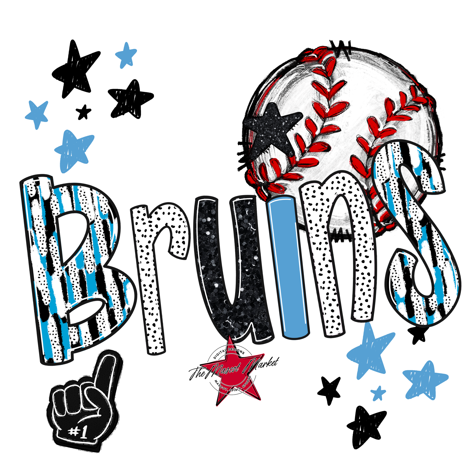 Bruins Baseball Scrape-Carolina Blue