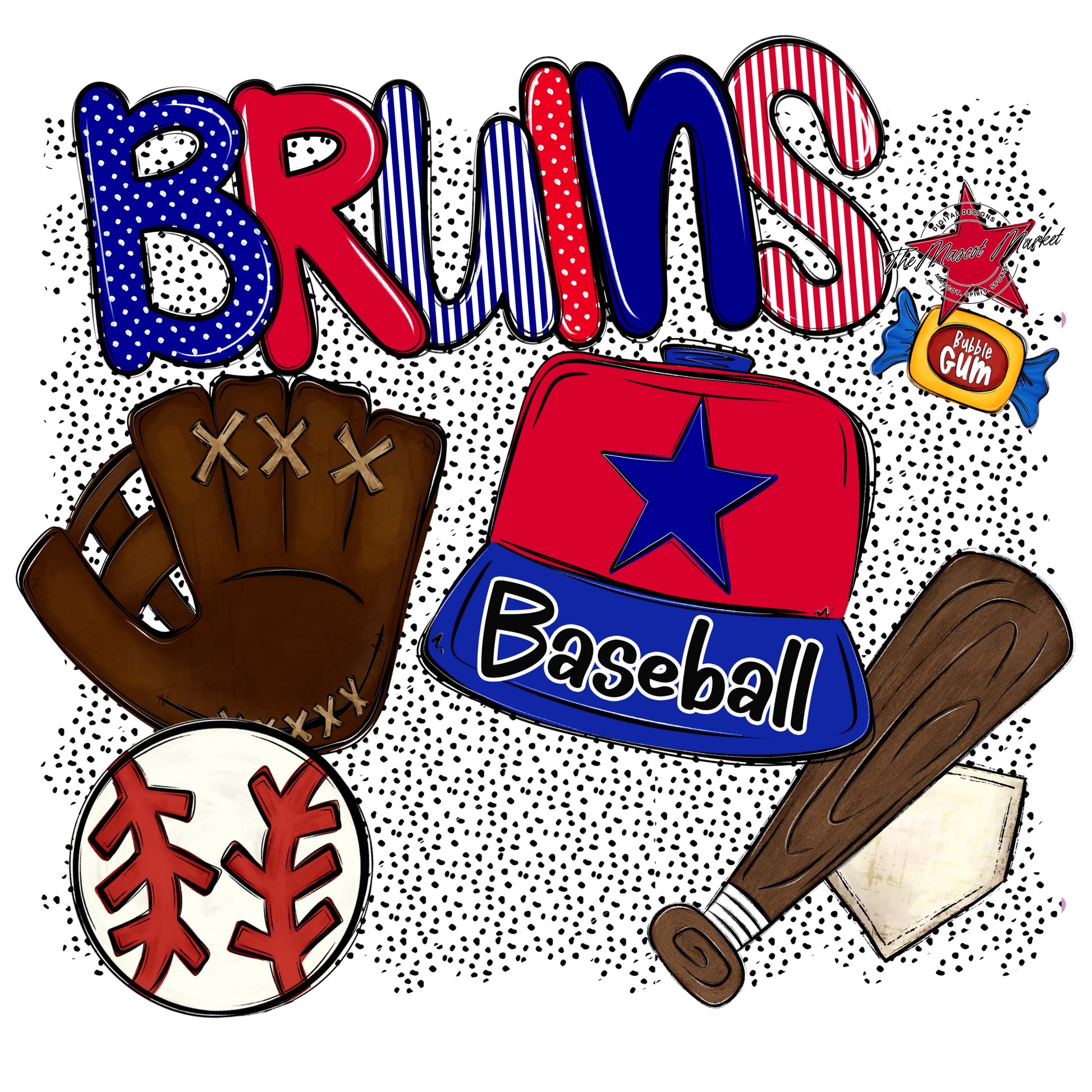 Bruins Baseball Spirit-Blue & Red