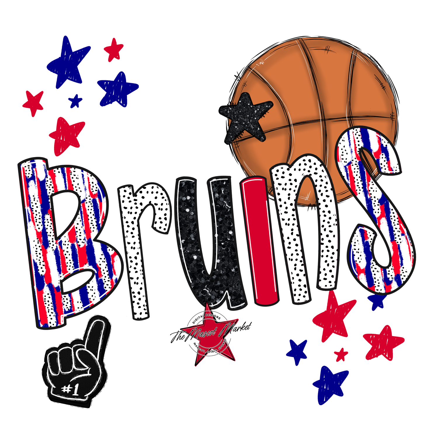 Bruins Basketball Scrape-Blue-Red