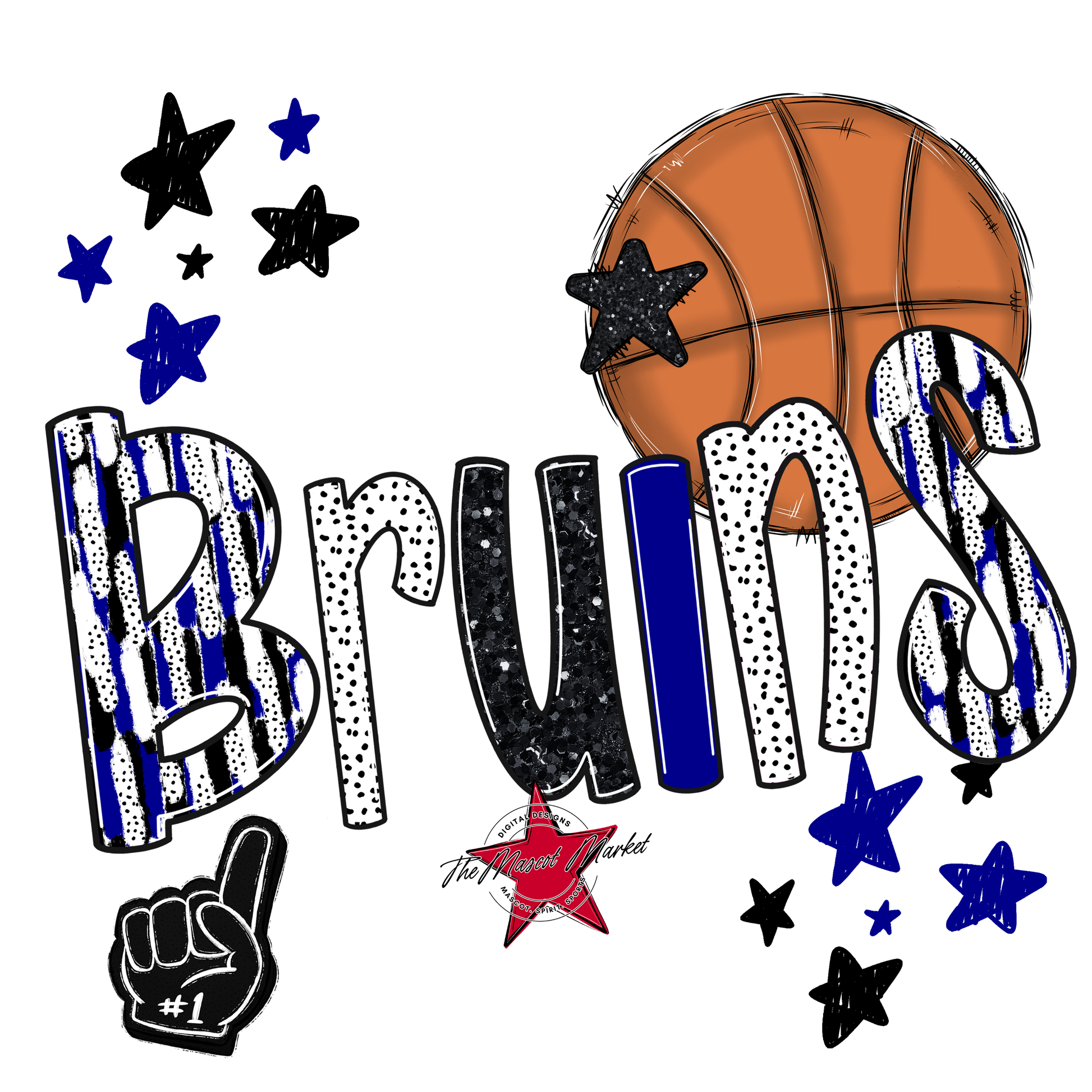 Bruins Basketball Scrape-Blue