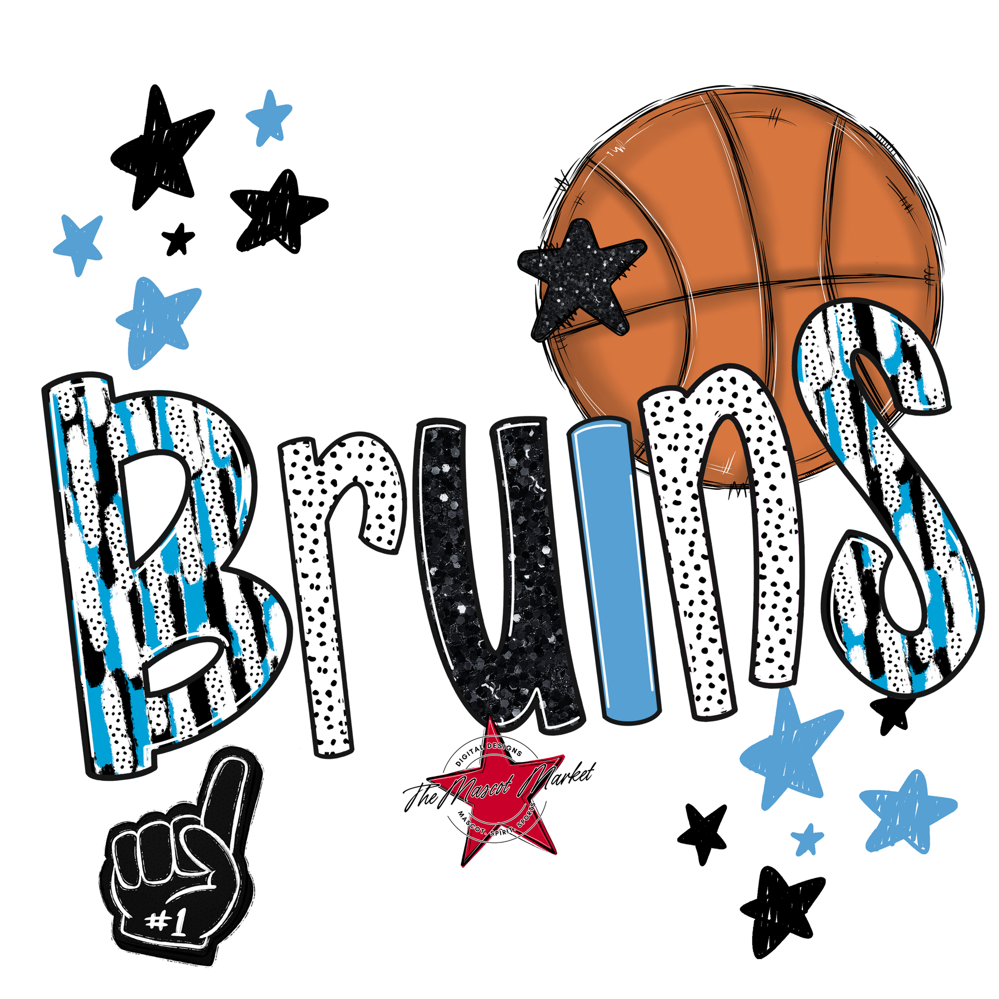 Bruins Basketball Scrape-Carolina Blue