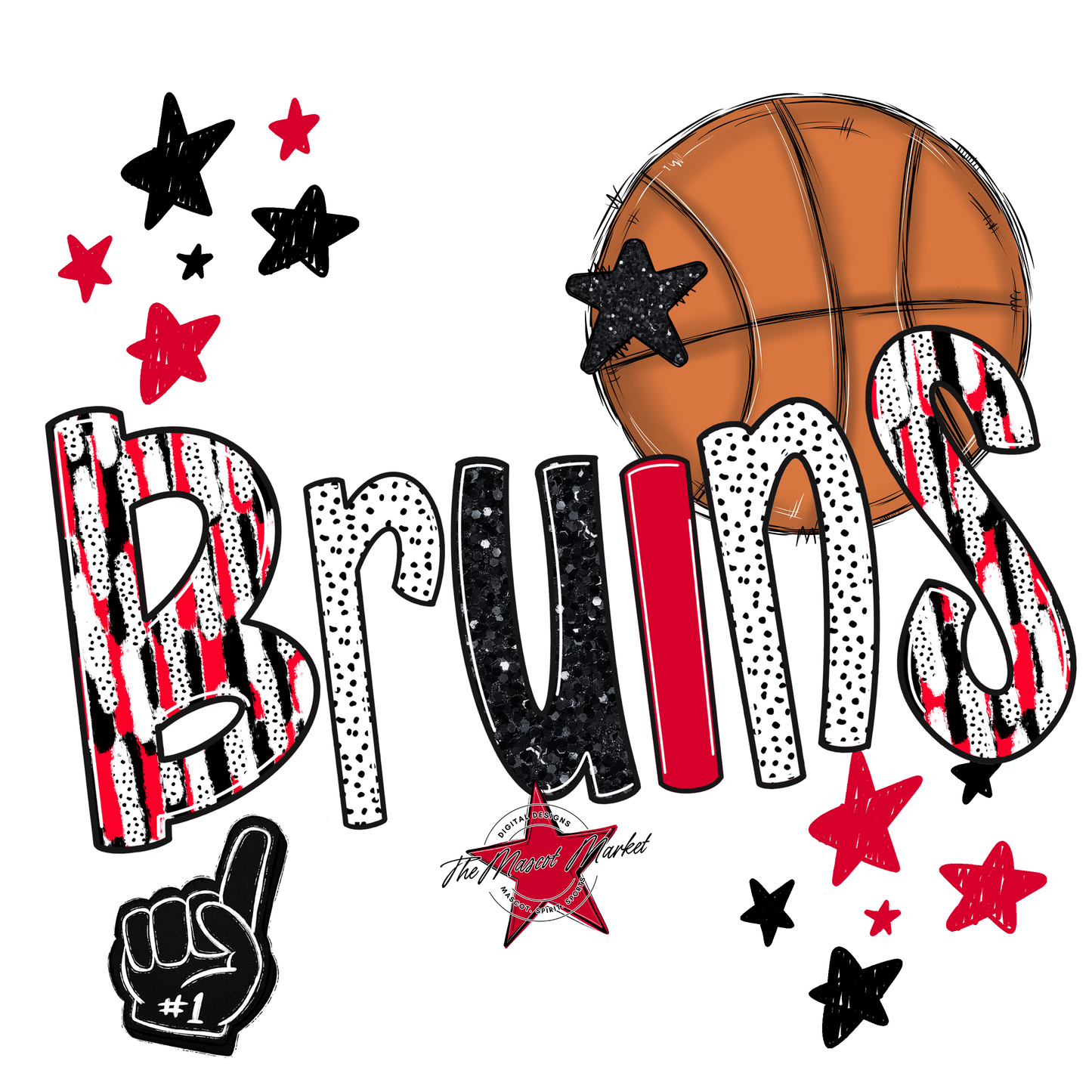Bruins Basketball Scrape-Red