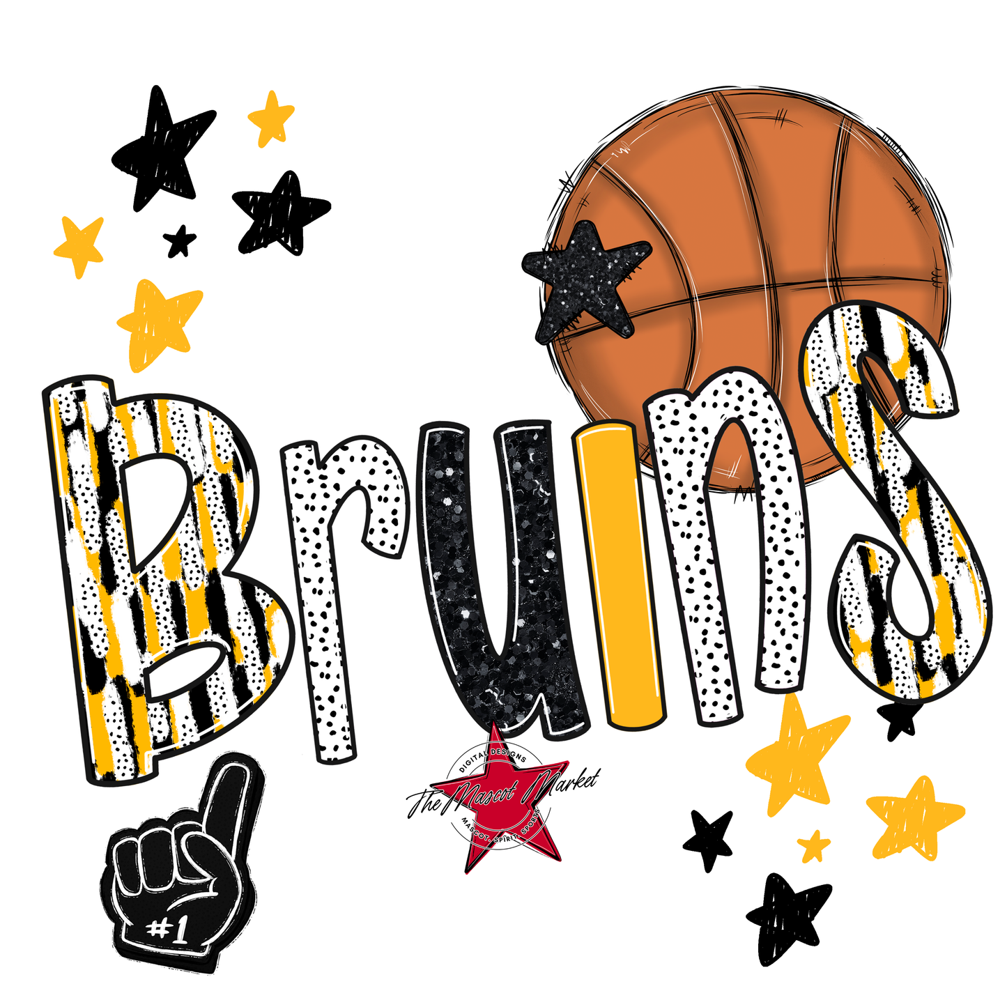 Bruins Basketball Scrape-Yellow