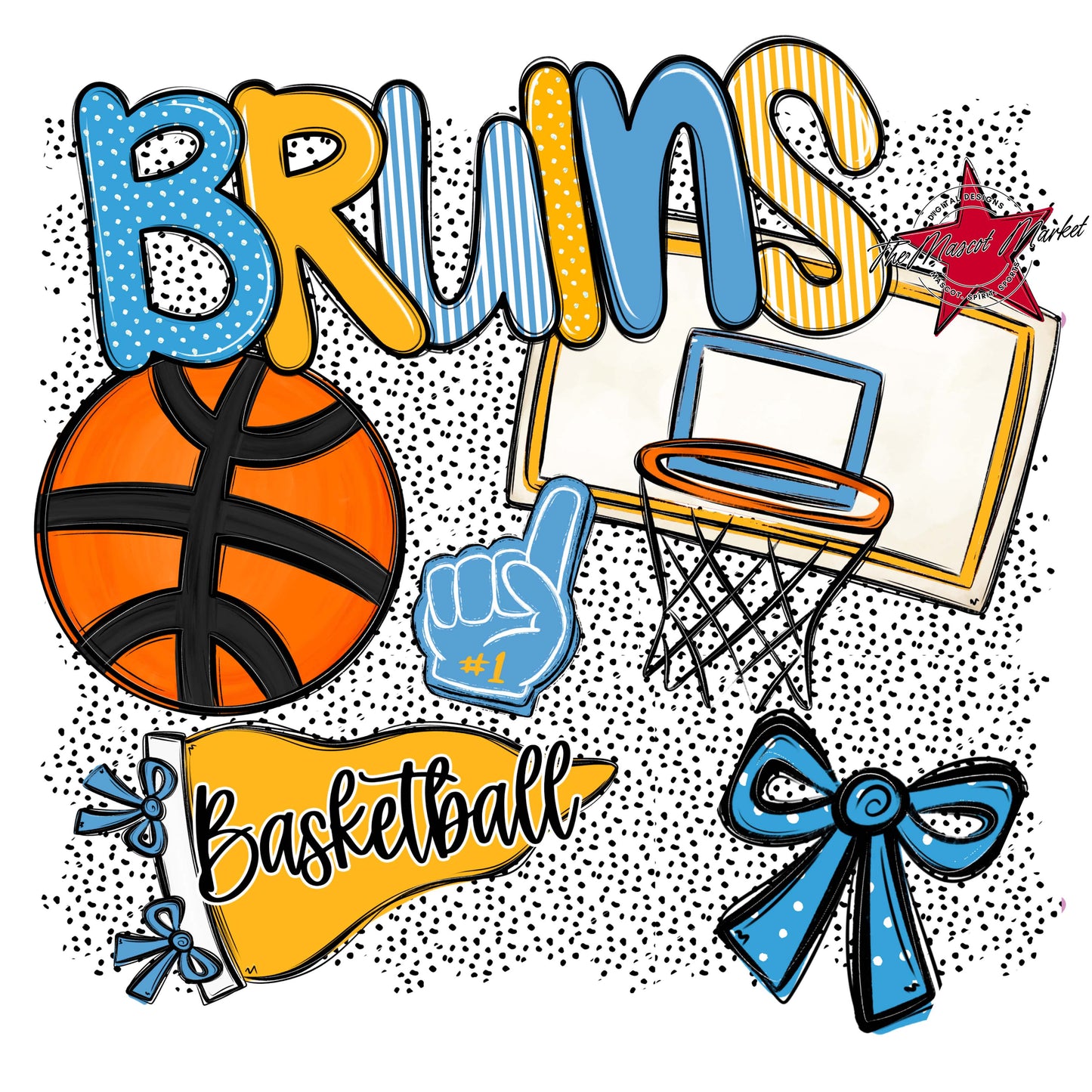 Bruins Basketball Spirit-Carolina Blue & Yellow