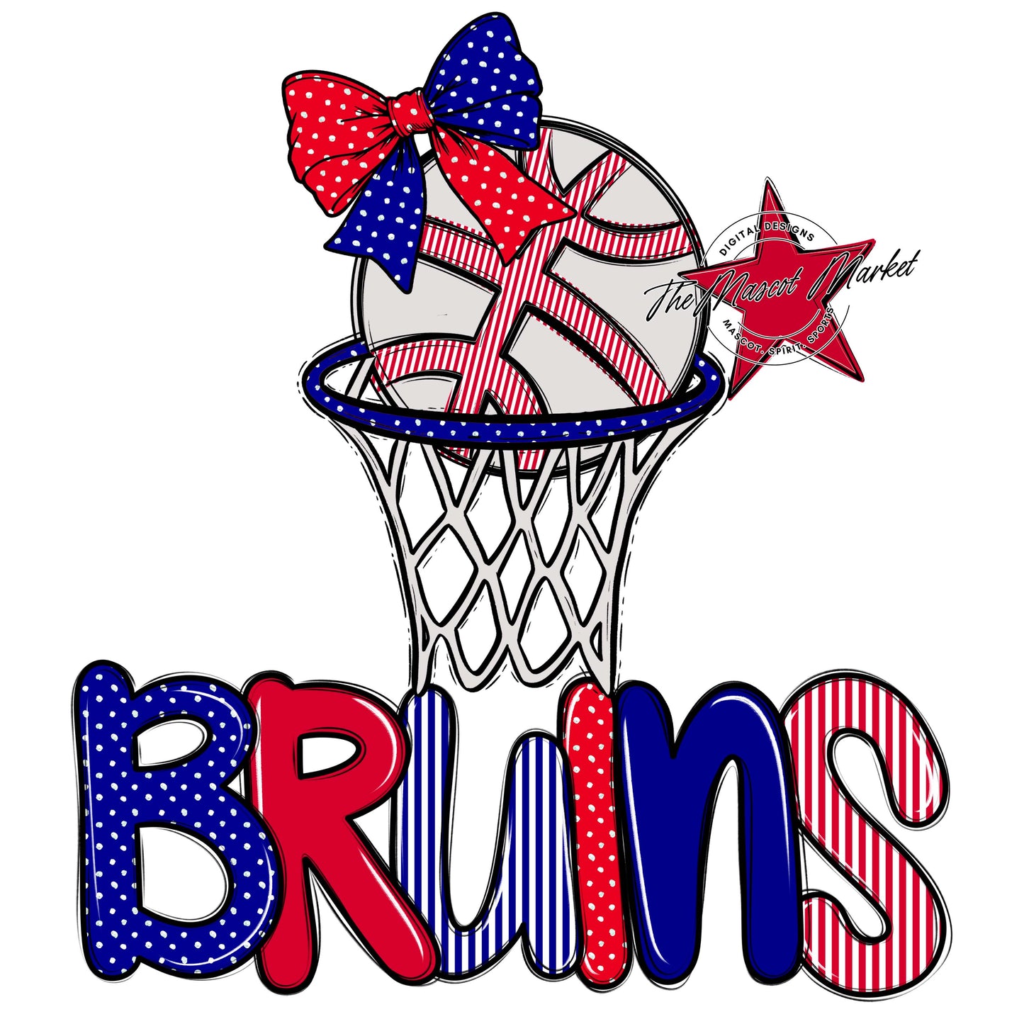Bruins Basketball Spirit Design-Blue & Red