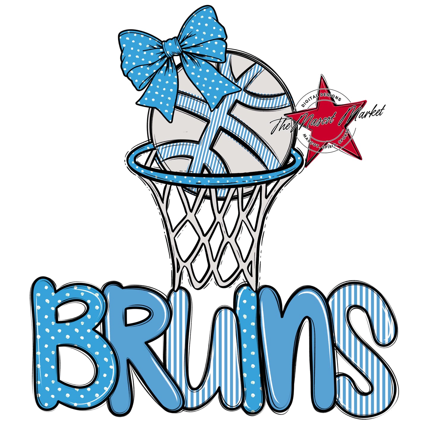 Bruins Basketball Spirit Design-Carolina Blue