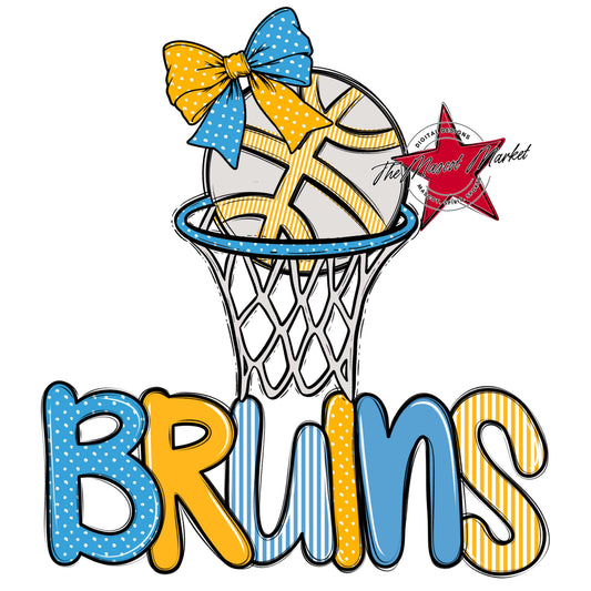 Bruins Basketball Spirit Design-Carolina Blue & Yellow