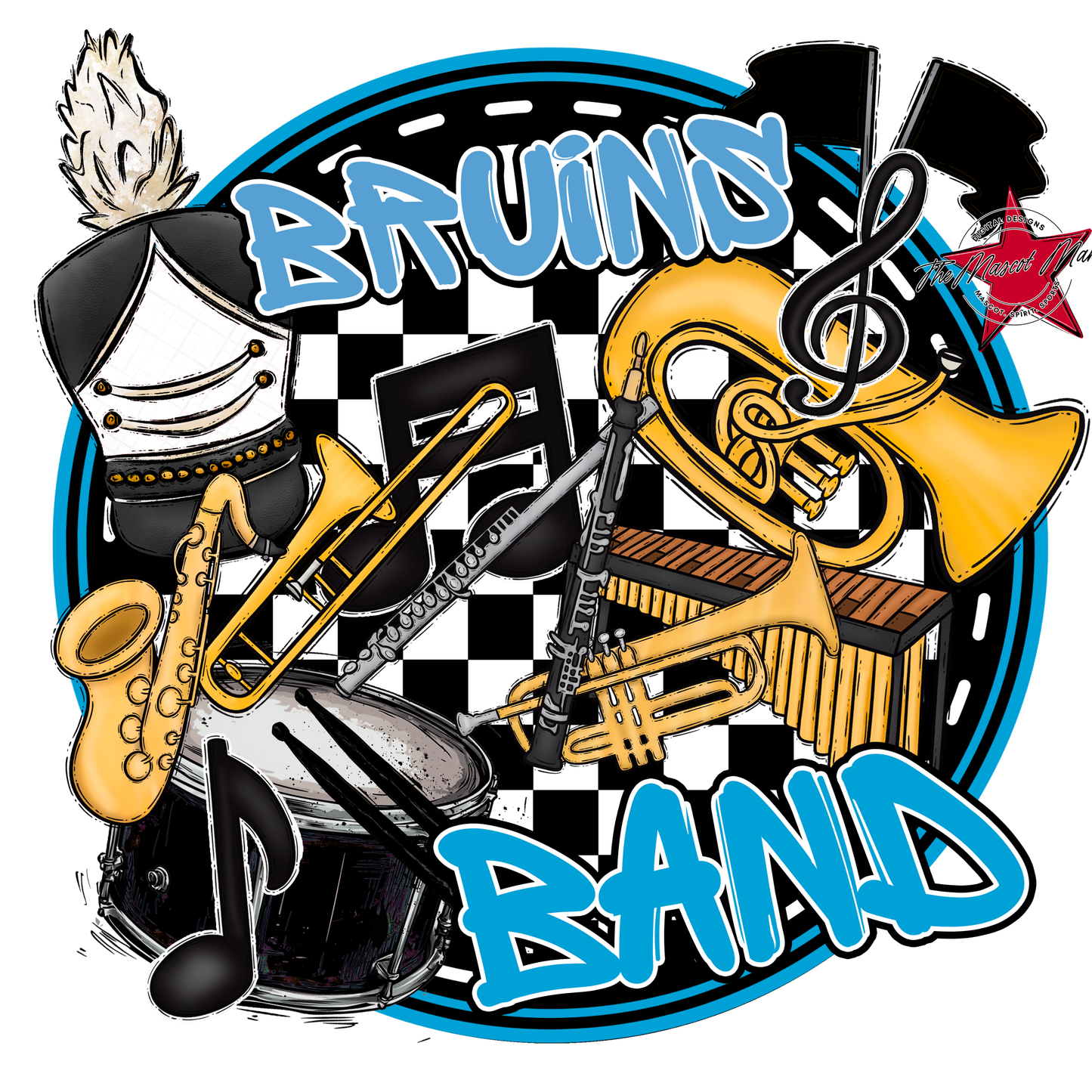 Bruins Circle Band Design-Carolina Blue