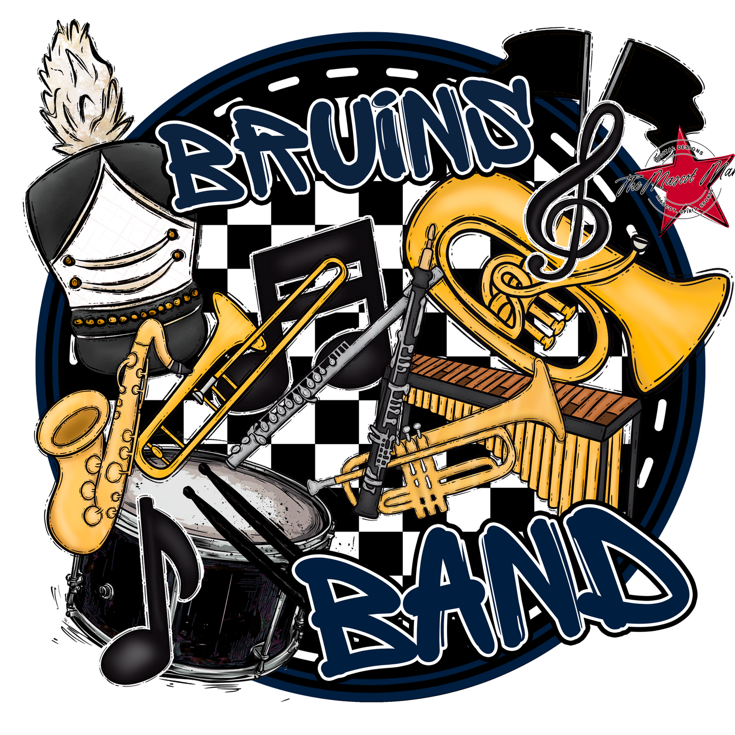 Bruins Circle Band Design-Navy