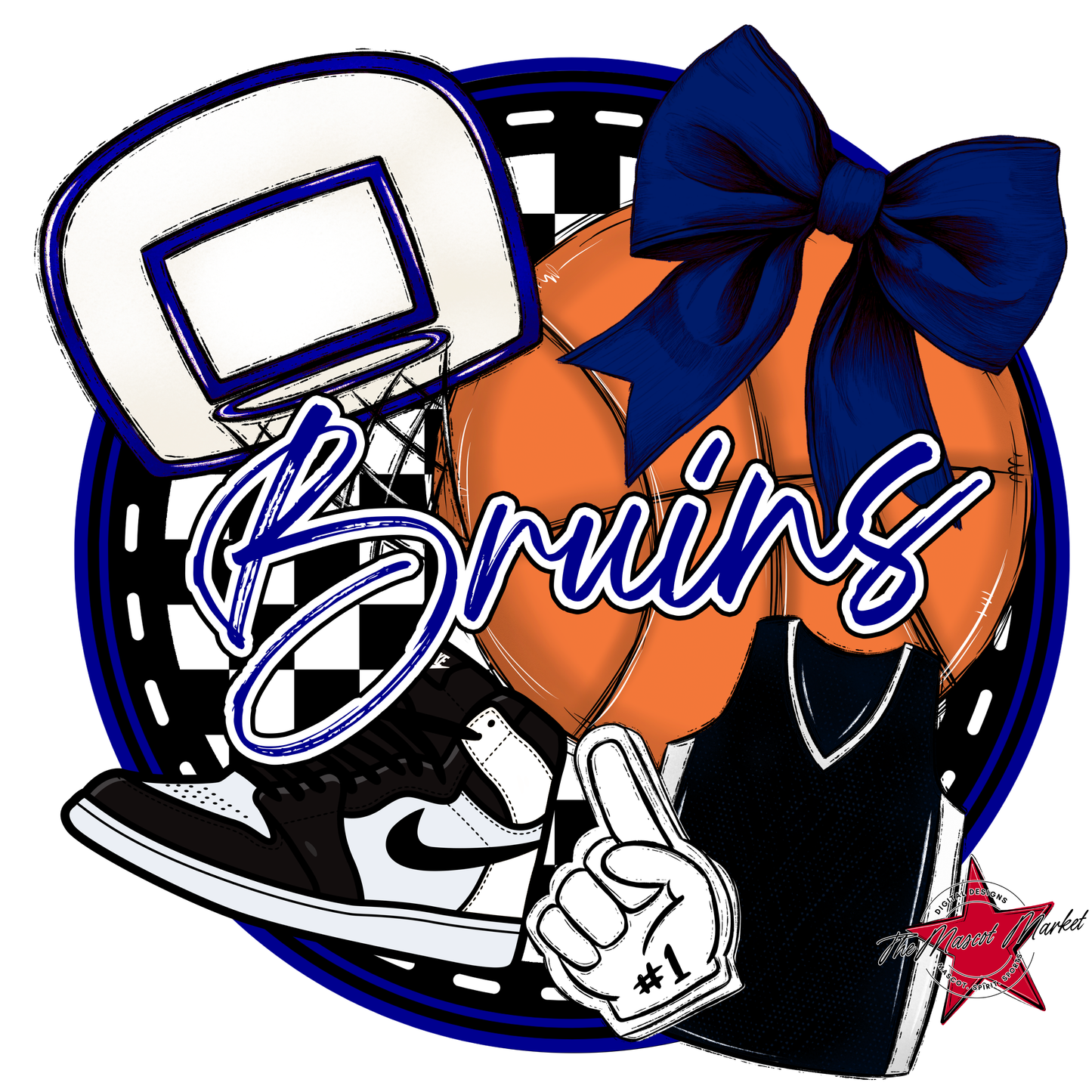 Bruins Circle Basketball Design-Blue