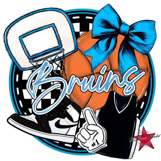 Bruins Circle Basketball Design-Carolina Blue