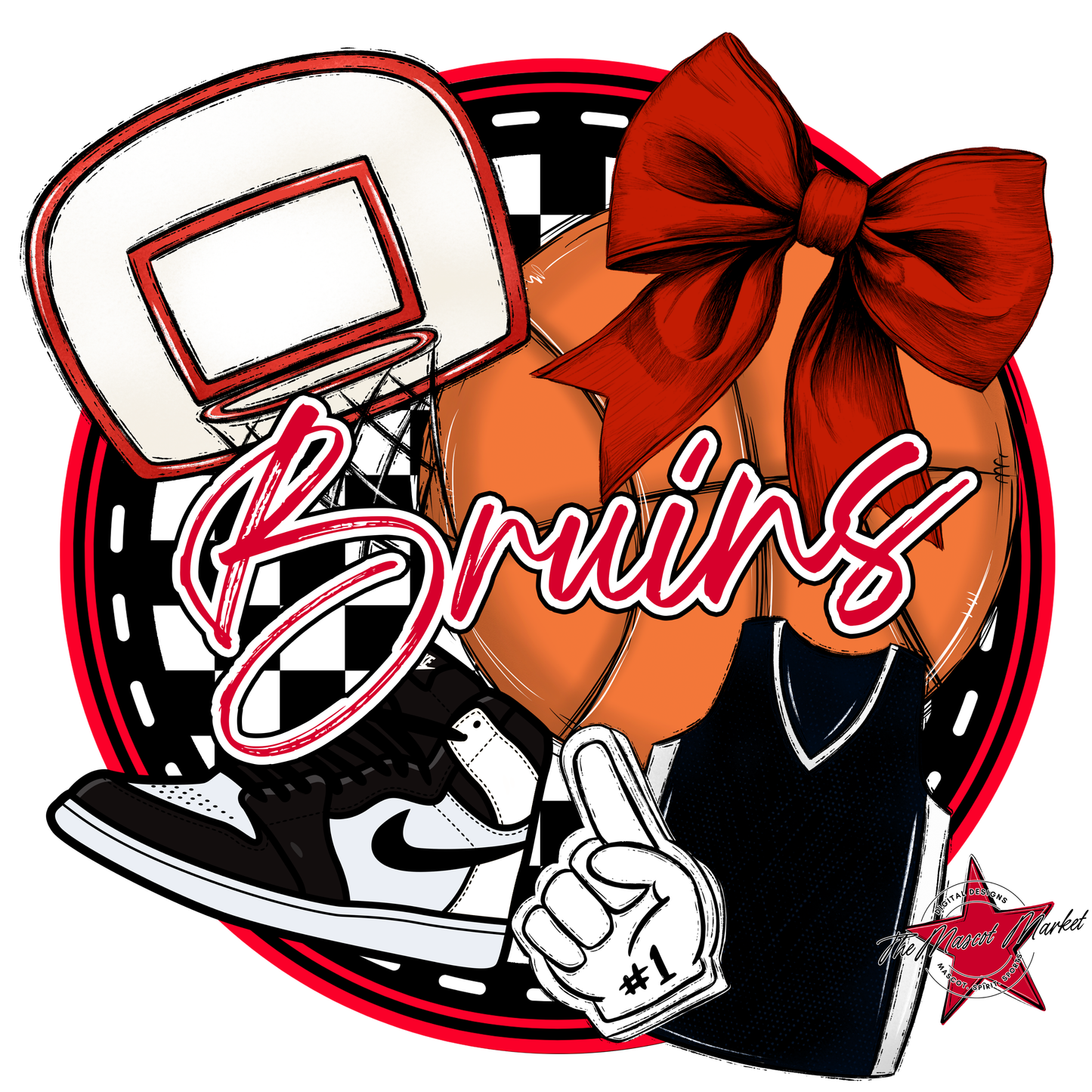 Bruins Circle Basketball Design-Red