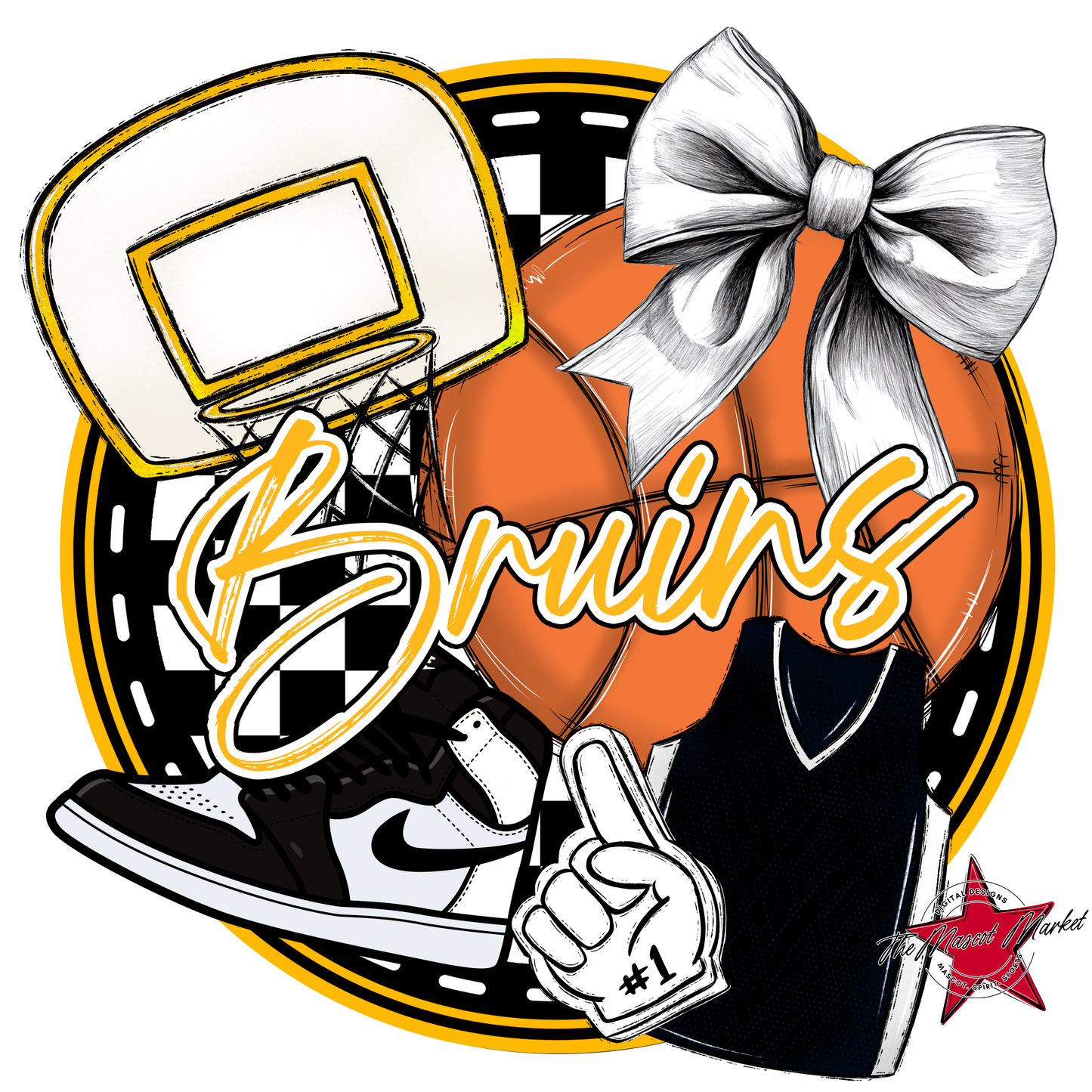 Bruins Circle Basketball Design-Yellow