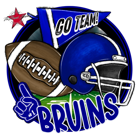 Bruins Circle Football Design-Blue