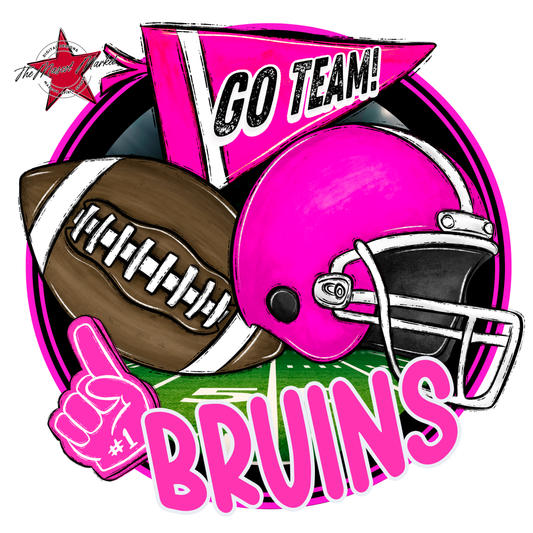 Bruins Circle Football Design-Pink
