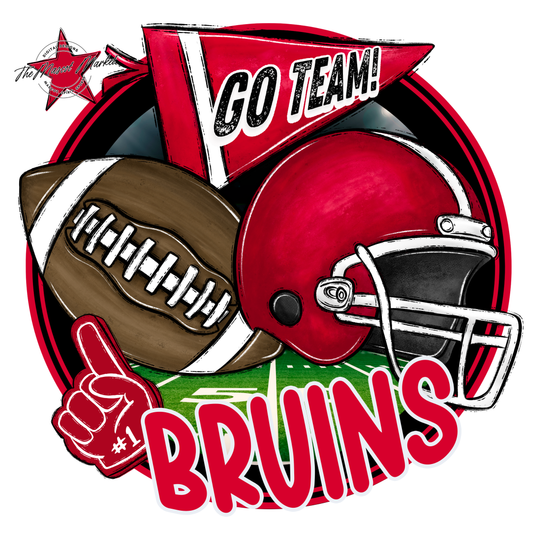 Bruins Circle Football Design-Red