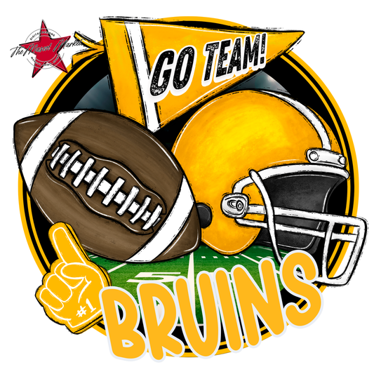 Bruins Circle Football Design-Yellow