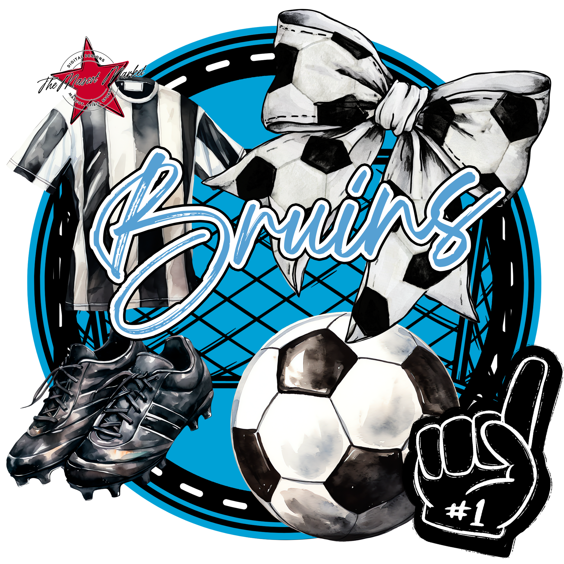 Bruins Circle Soccer Design-Carolina Blue