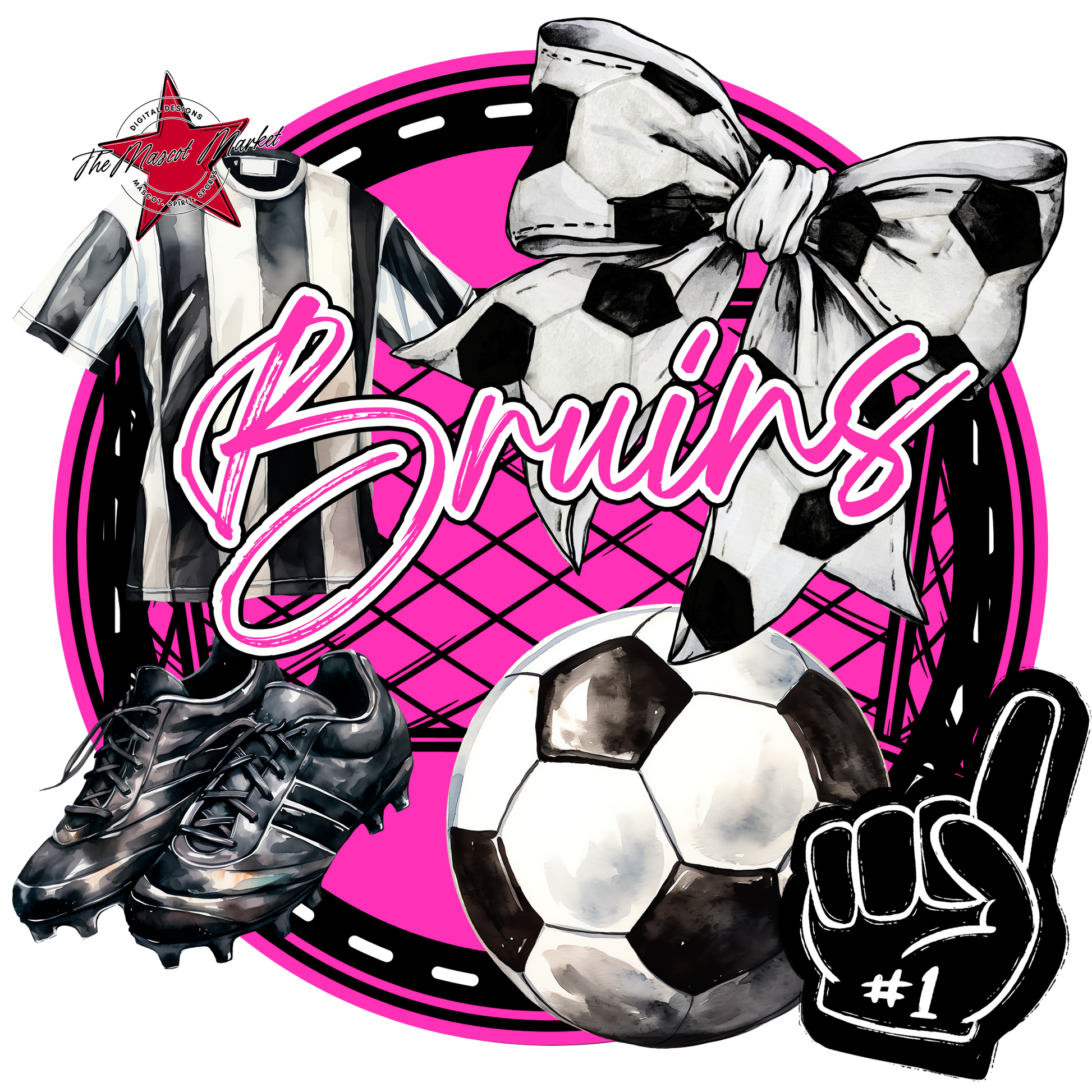 Bruins Circle Soccer Design-Pink