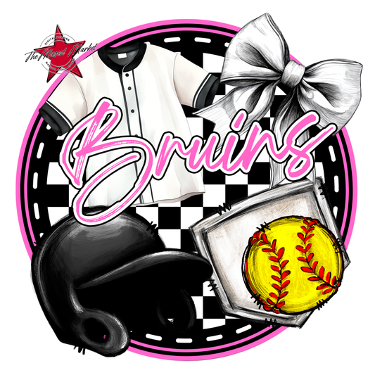 Bruins Circle Softball Design-Baby Pink