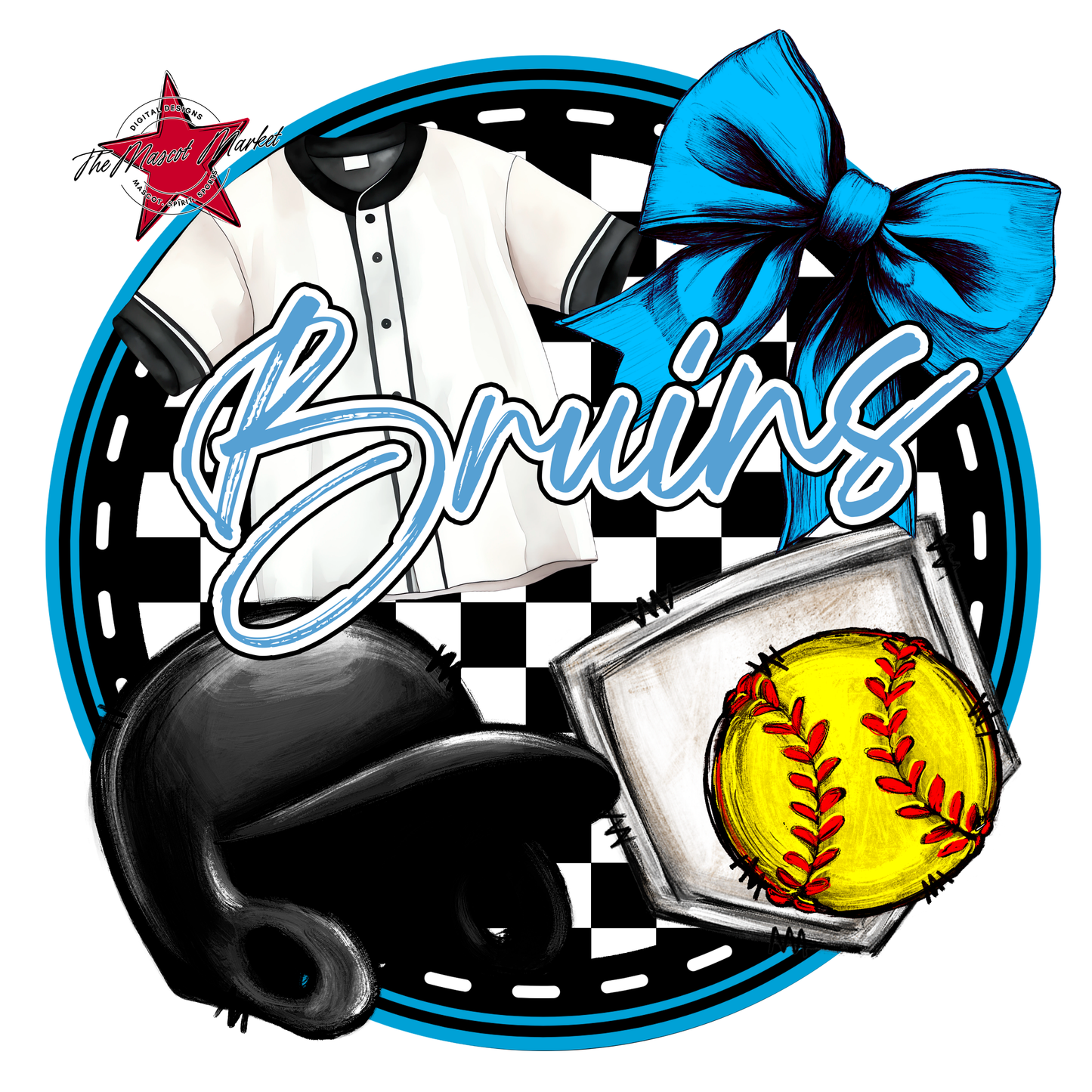 Bruins Circle Softball Design-Carolina Blue