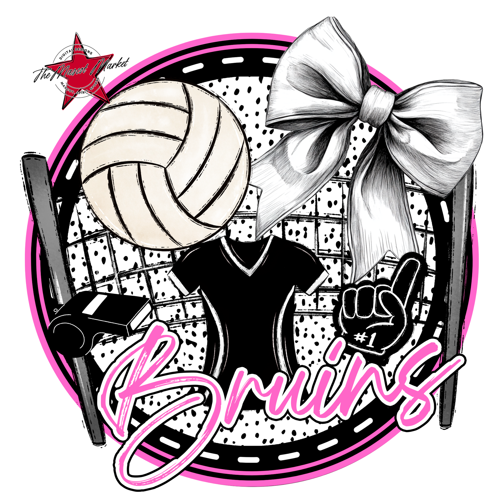 Bruins Circle Volleyball Design-Baby Pink