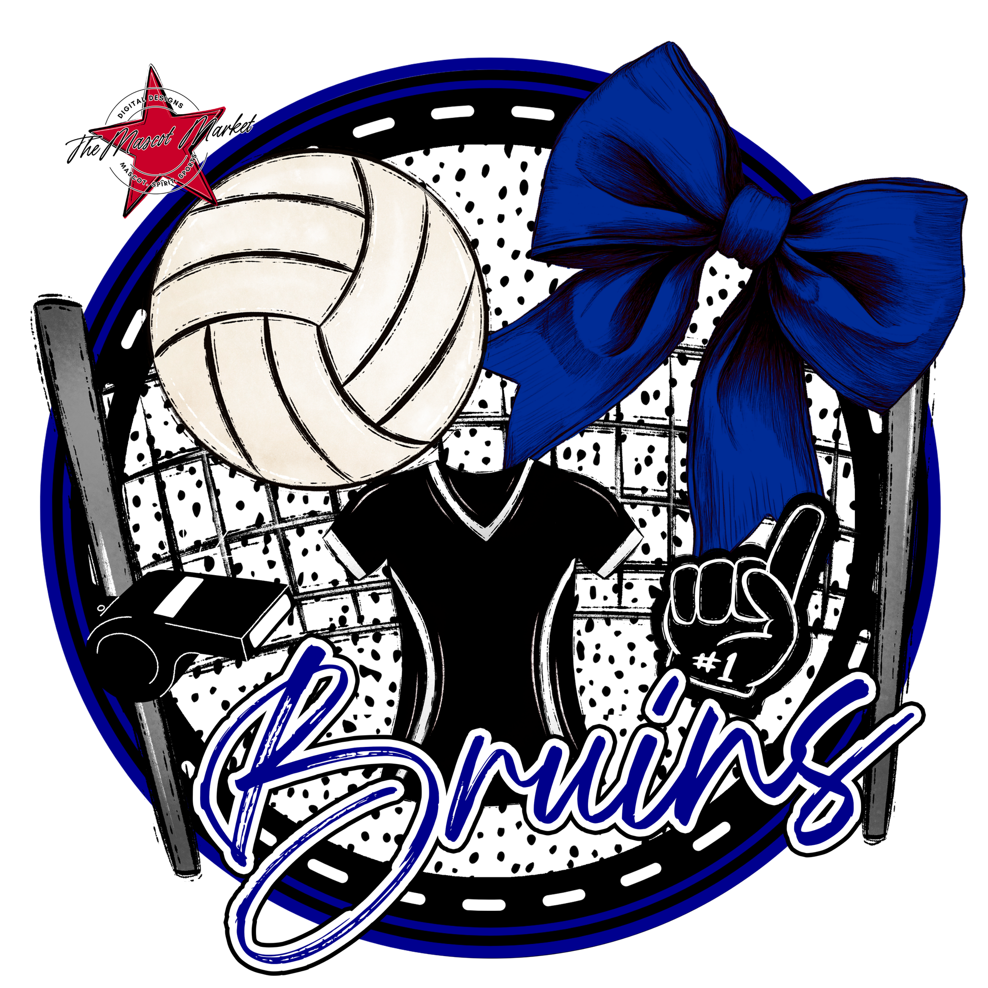 Bruins Circle Volleyball Design-Blue