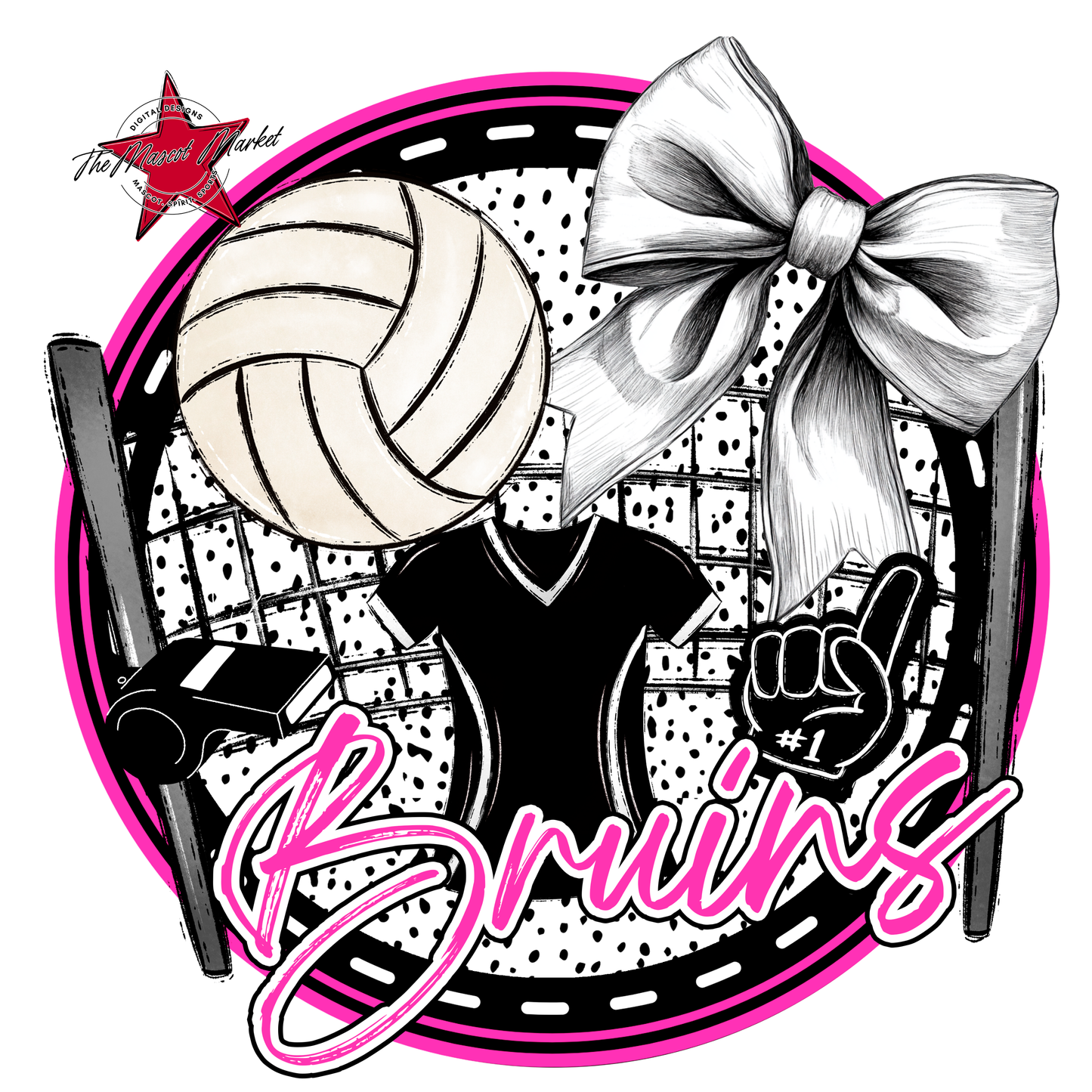 Bruins Circle Volleyball Design-Pink