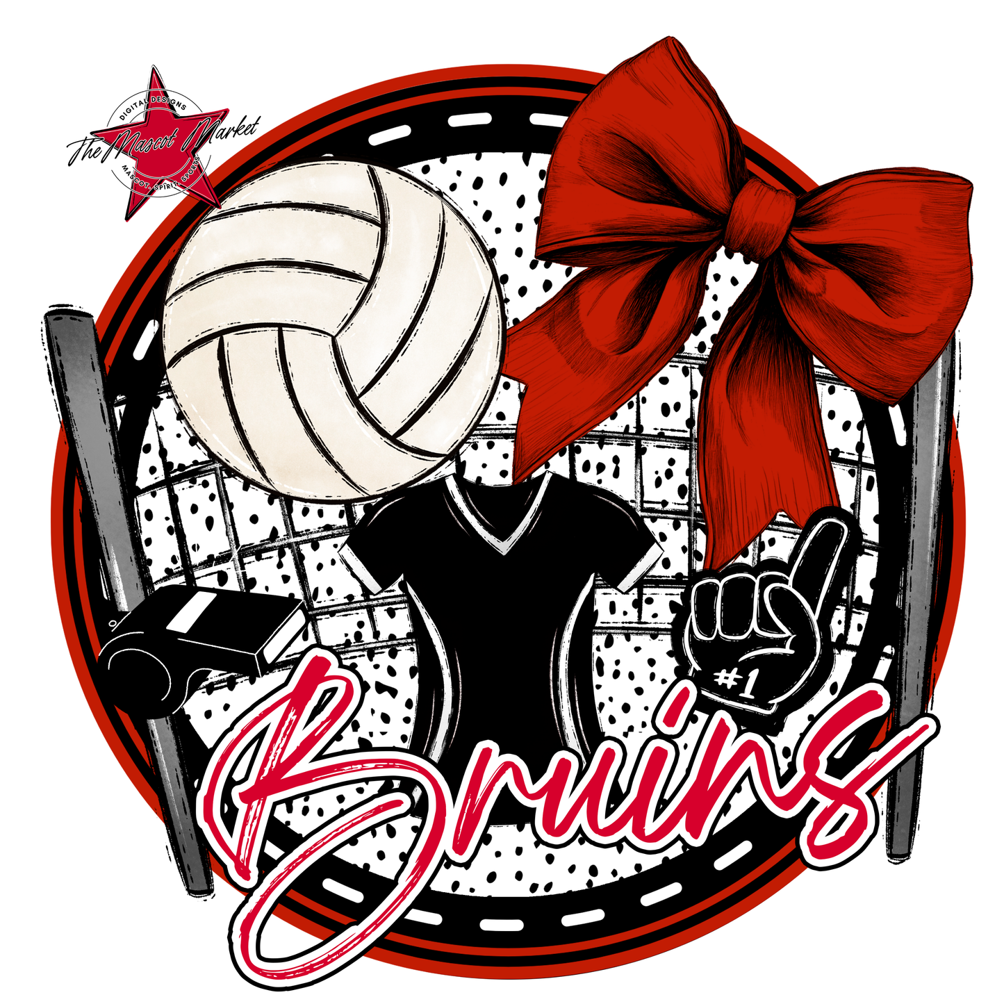 Bruins Circle Volleyball Design-Red