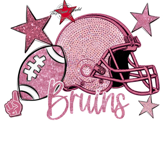 Bruins Football Embroidered Sequins Design-Pink Out