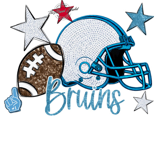 Bruins Football Embroidered Sequins Design-Carolina Blue