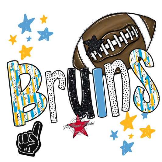 Bruins Football Scrape-Carolina Blue-Yellow