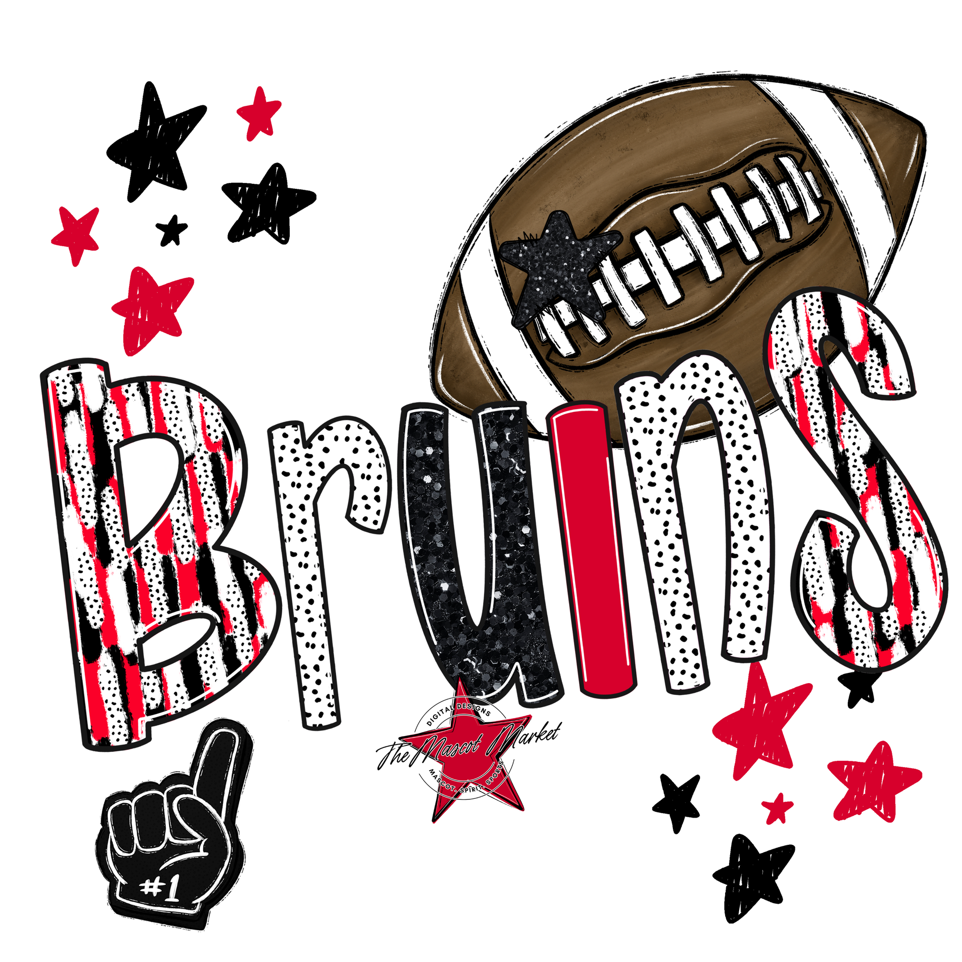 Bruins Football Scrape-Red