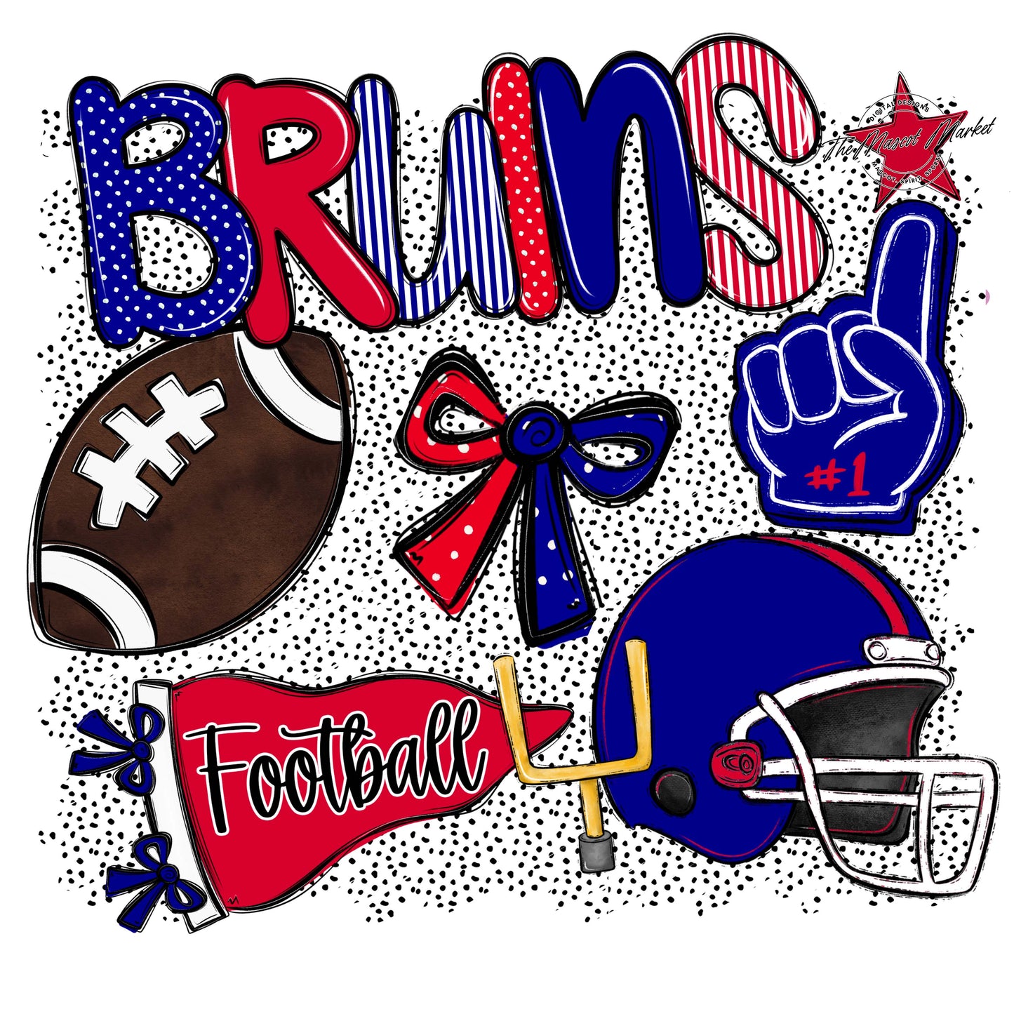 Bruins Football Spirit-Blue & Red