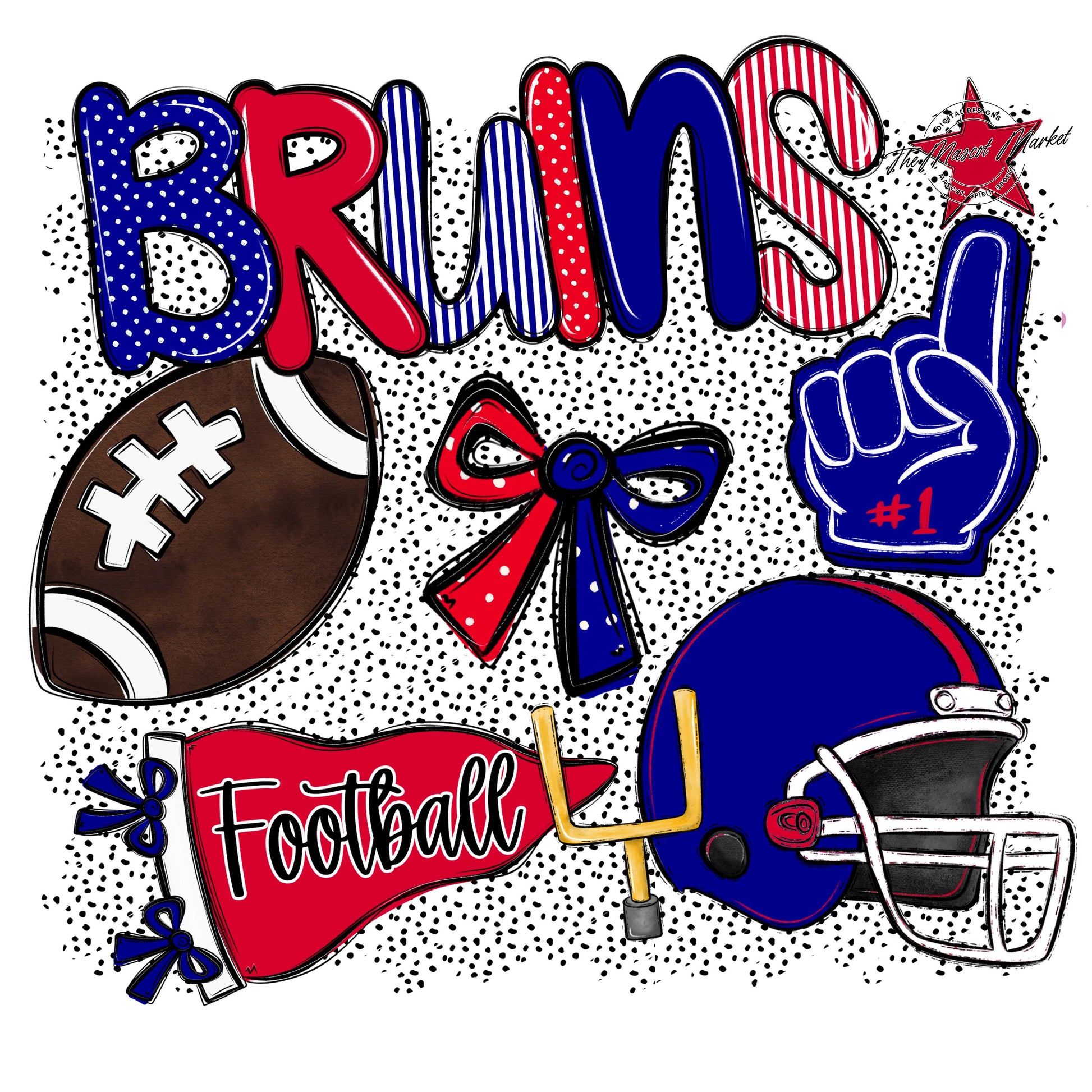 Bruins Football Spirit-Blue & Red