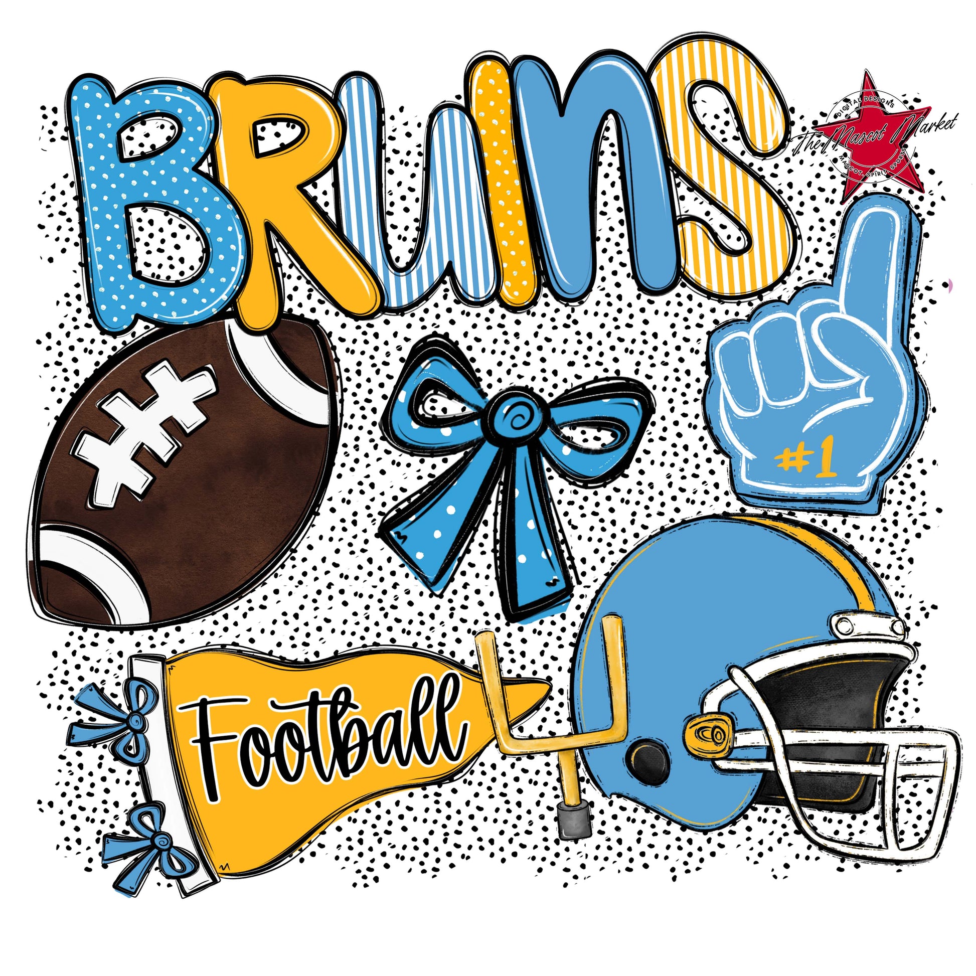 Bruins Football Spirit-Carolina Blue & Yellow