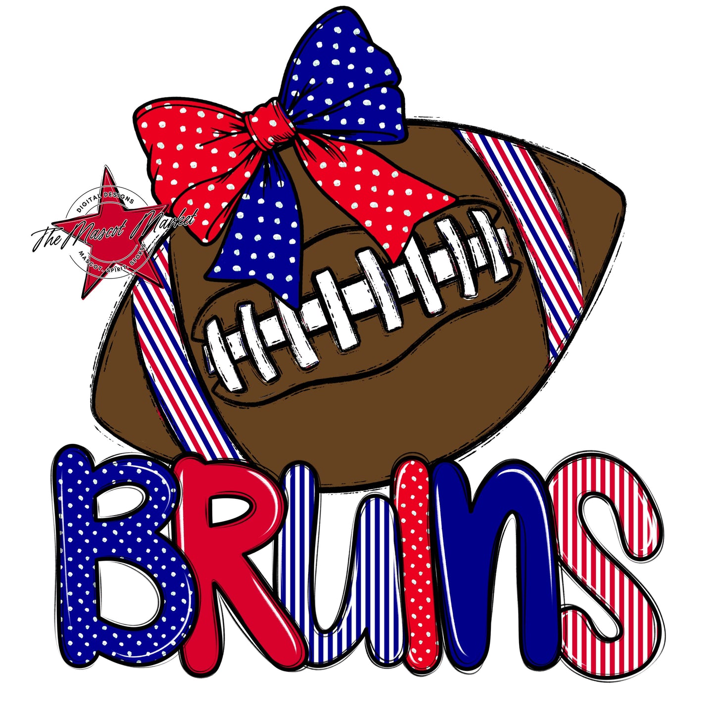 Bruins Football Spirit Design-Blue & Red