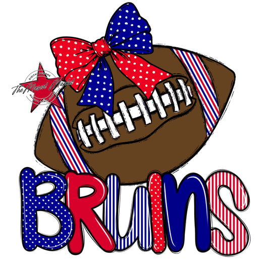 Bruins Football Spirit Design-Blue & Red