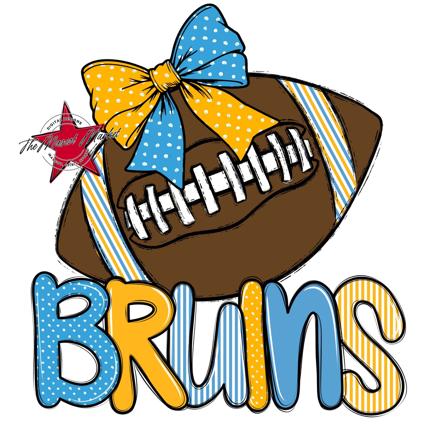 Bruins Football Spirit Design-Carolina Blue & Yellow