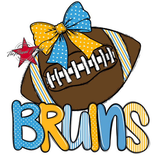 Bruins Football Spirit Design-Carolina Blue & Yellow