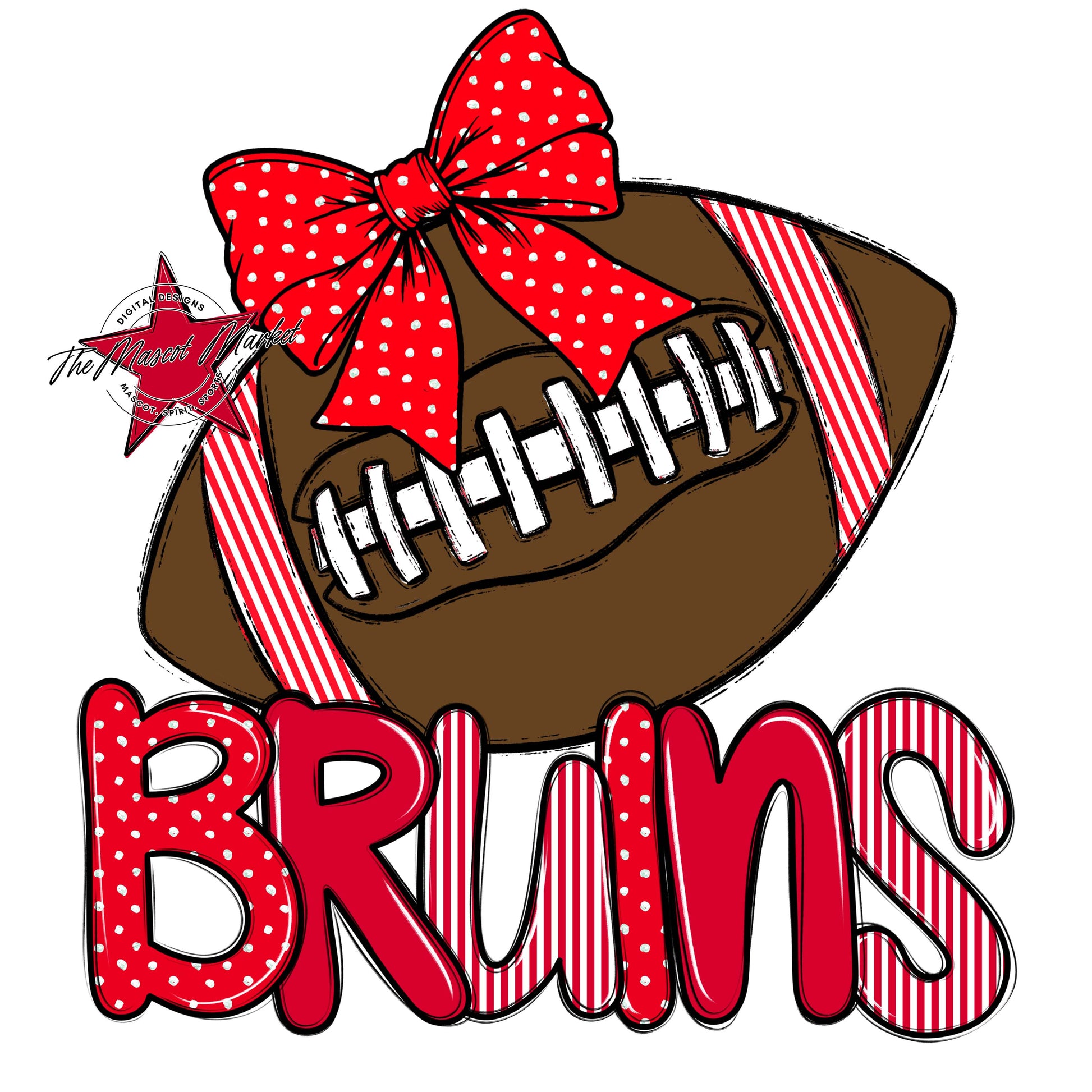 Bruins Football Spirit Design-Red