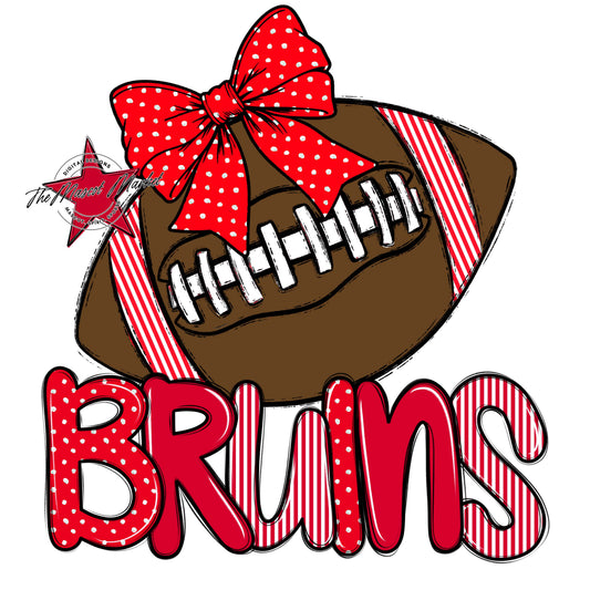 Bruins Football Spirit Design-Red