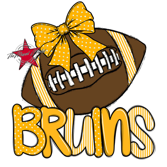 Bruins Football Spirit Design-Yellow