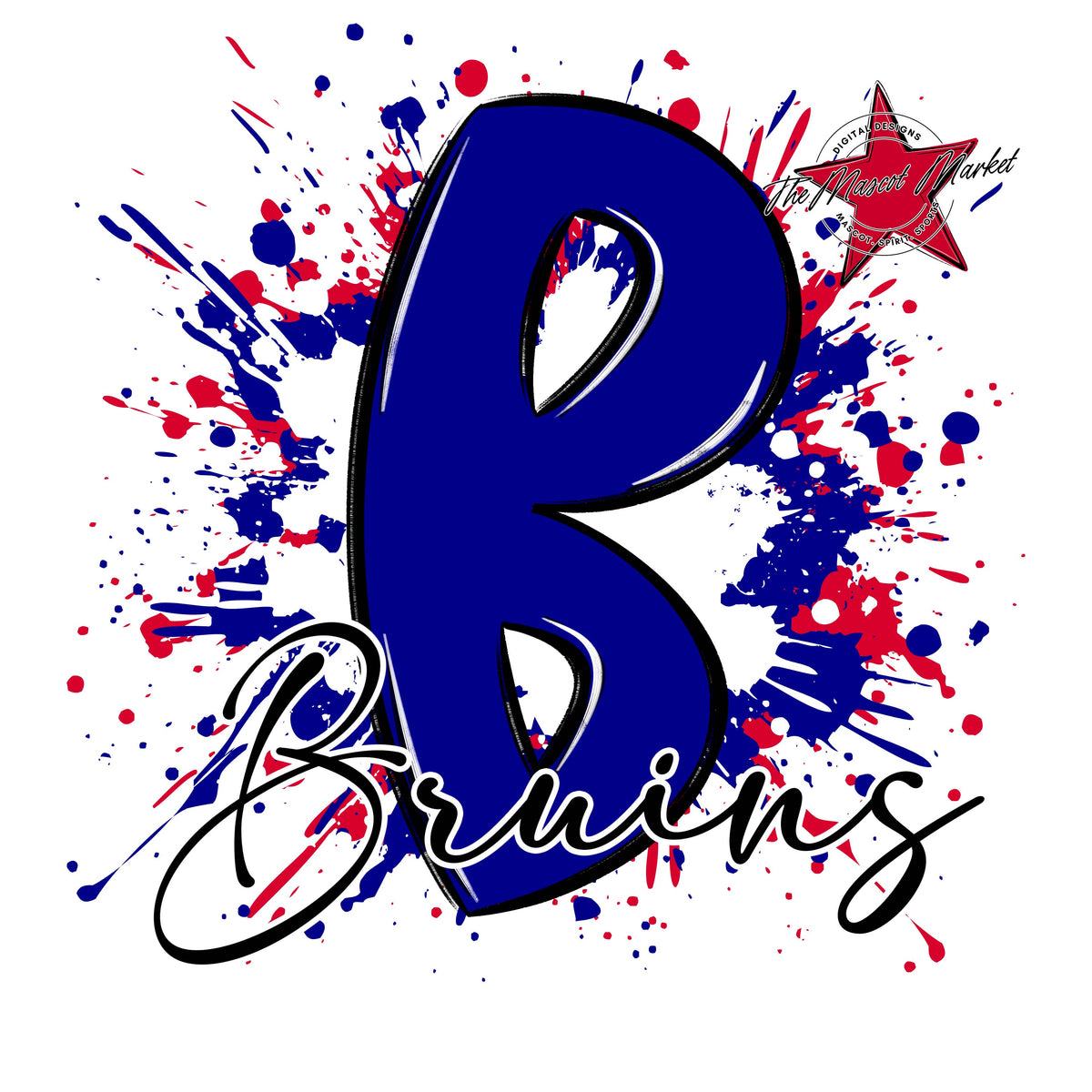 Bruins Mascot Splatter-Blue & Red