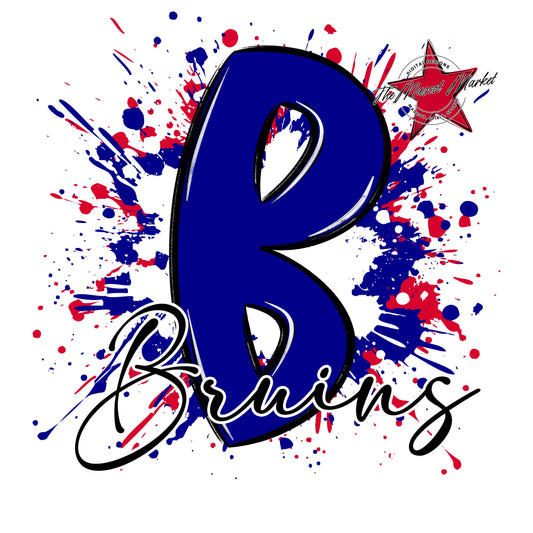 Bruins Mascot Splatter-Blue & Red