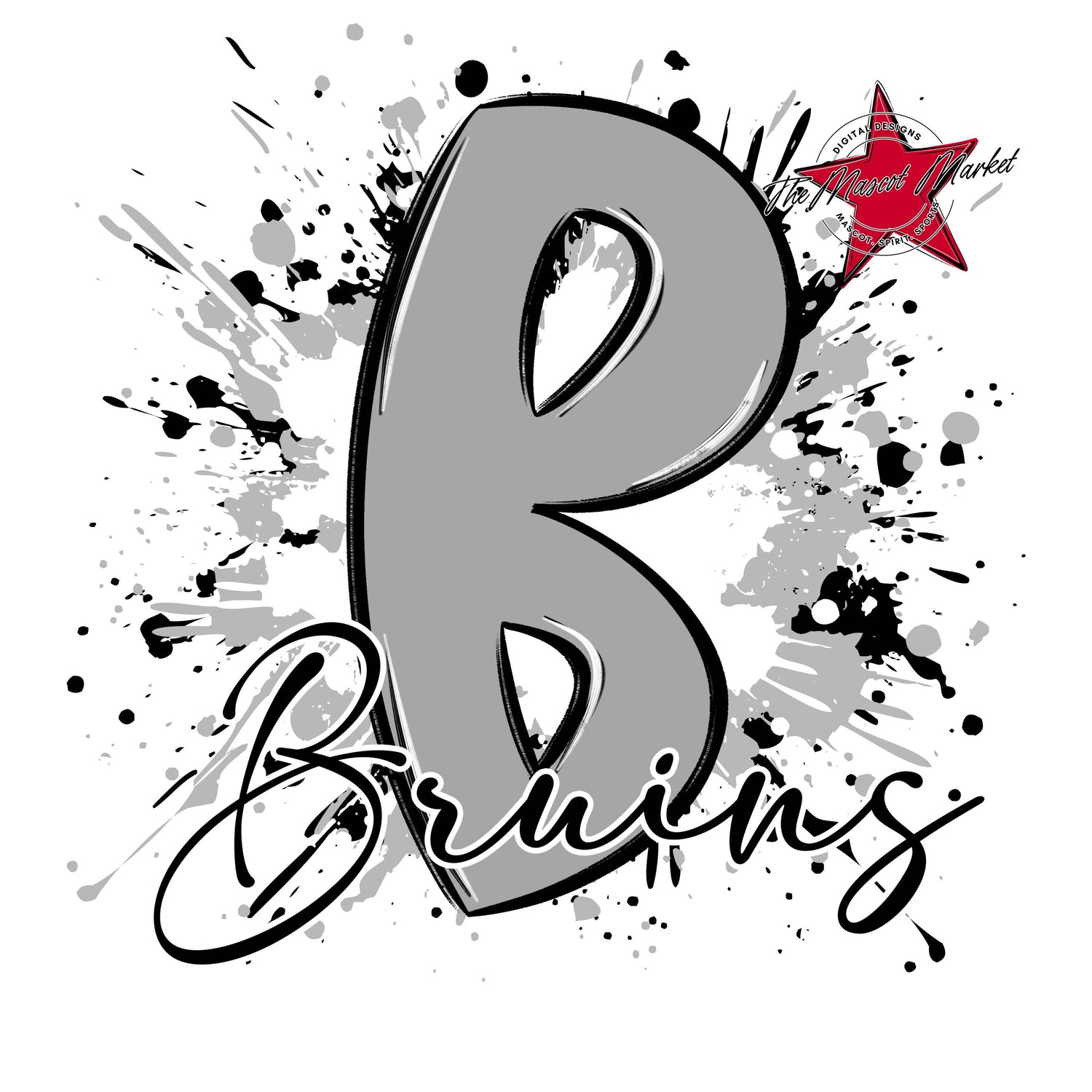 Bruins Mascot Splatter-Grey